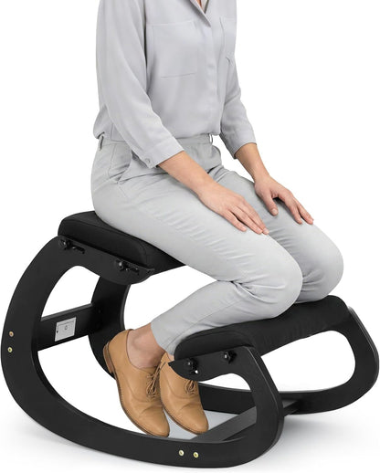 Ultimate Ergonomic Kneeling Chair - Adjustable Seat & Smooth Rocking Base for Active Posture Support, Effectively Relieves Back & Spine Pressure at Home/Office, Sturdy Kneeling Chair Holds 300lbs