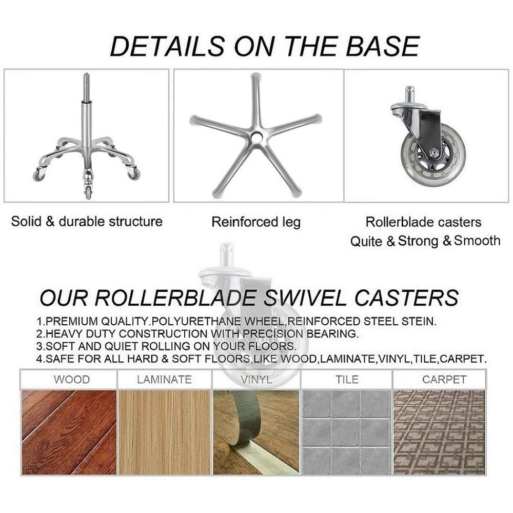 Kaleurrier Swivel Stool Chair Adjustable,Heavy Duty Hydraulic Rolling Metal Stools for Kitchen Hair Beauty Salon Barber Shop Spa Bar Office Massage Garage Dental Counter Height - 22-30"