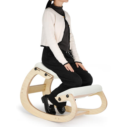 Ultimate Ergonomic Kneeling Chair - Adjustable Seat & Smooth Rocking Base for Active Posture Support, Effectively Relieves Back & Spine Pressure at Home/Office, Sturdy Kneeling Chair Holds 300lbs