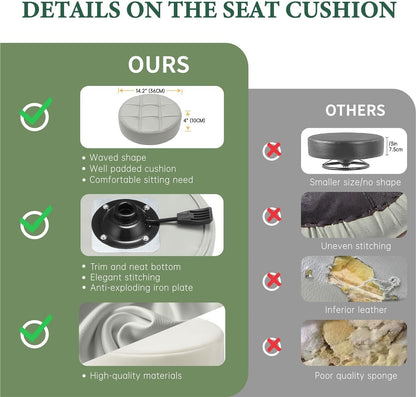 Kaleurrier Swivel Stool Chair Adjustable,Heavy Duty Hydraulic Rolling Metal Stools for Kitchen Hair Beauty Salon Barber Shop Spa Bar Office Massage Garage Dental Counter Height - 22-30"