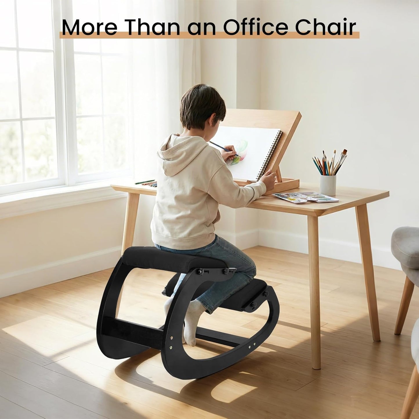 Ultimate Ergonomic Kneeling Chair - Adjustable Seat & Smooth Rocking Base for Active Posture Support, Effectively Relieves Back & Spine Pressure at Home/Office, Sturdy Kneeling Chair Holds 300lbs